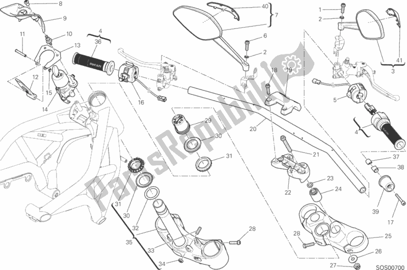 Todas as partes de Guiador E Controles do Ducati Monster 1200 S 2014